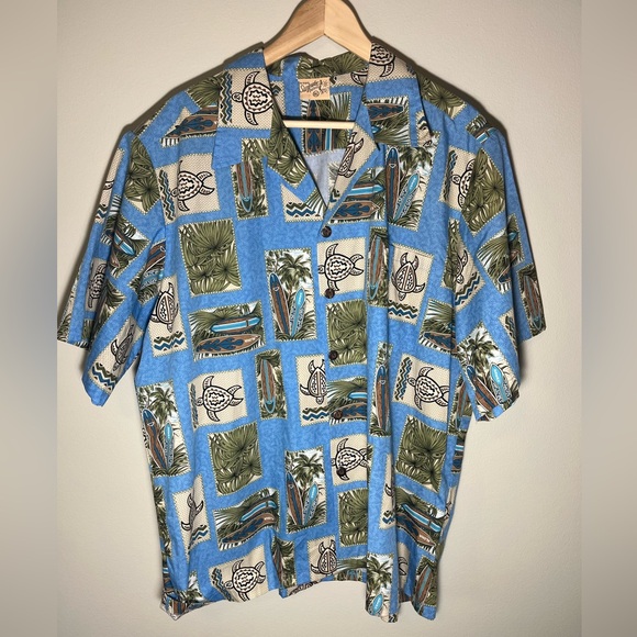 The Original Surfrider Hawaiian Shirt XL Button Up Short Sleeve Surf Turtle - Picture 1 of 5